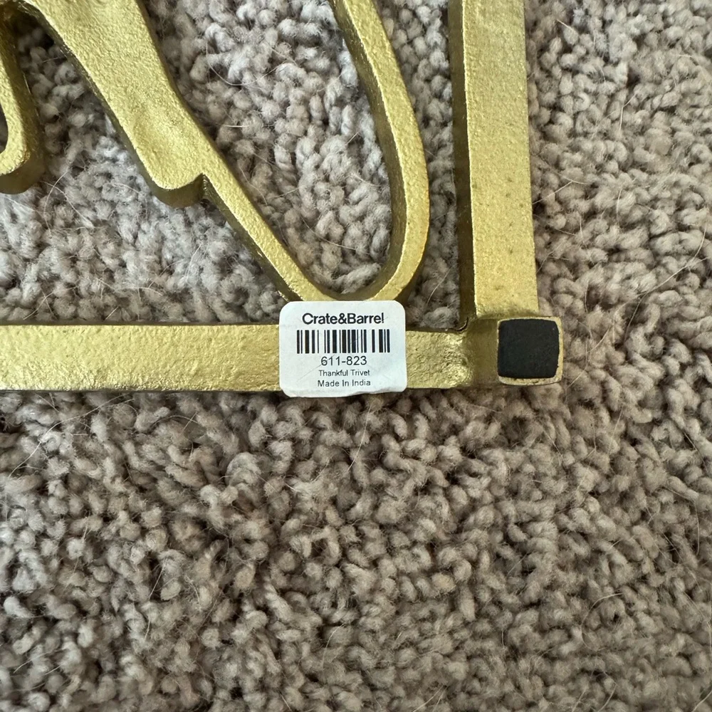 NWT Crate&Barrel Gold Script Trivet